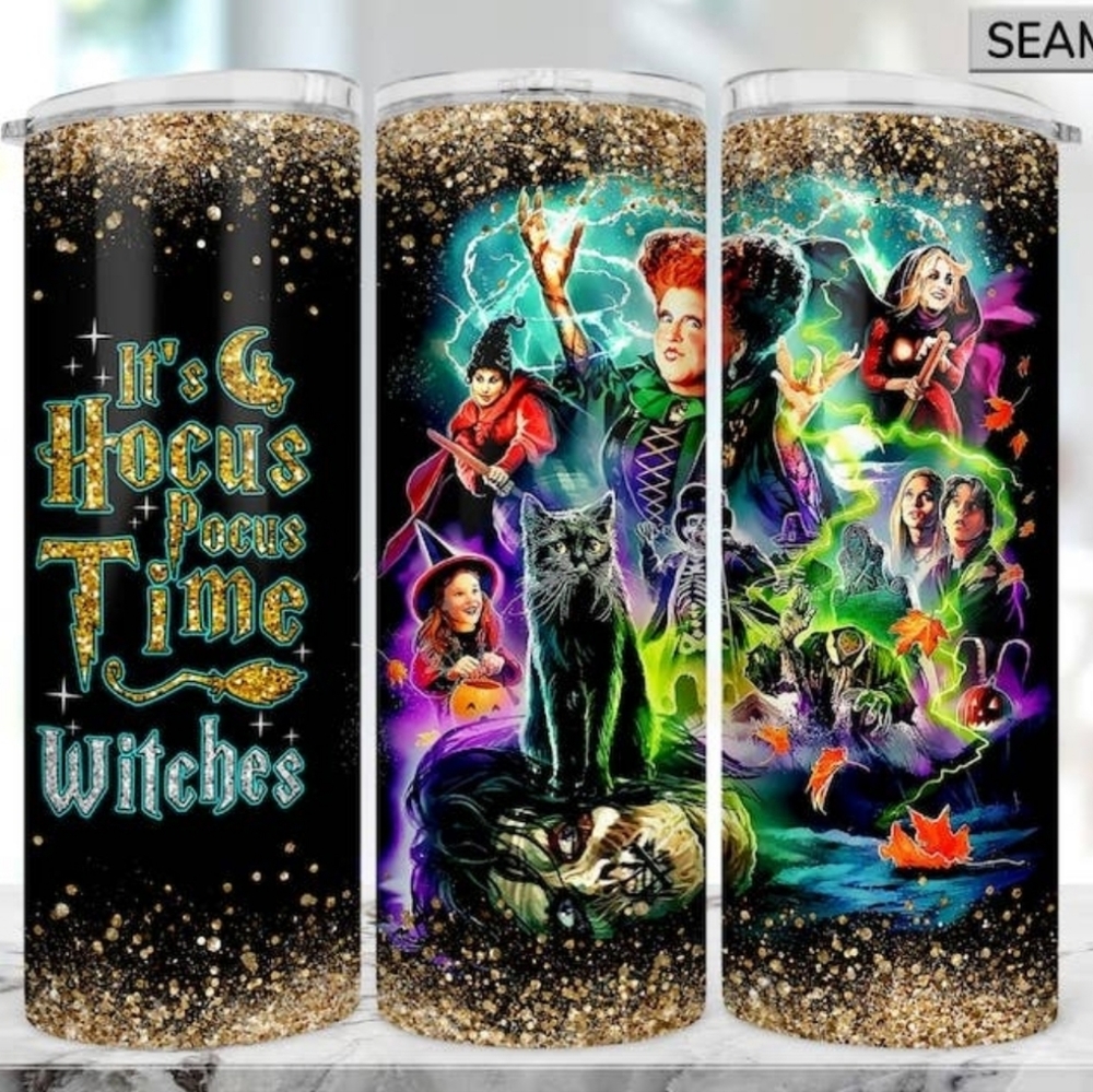 HOCUS POCUS TUMBLER WITH THE STRAWBRAND NEW, SEAMLESS.